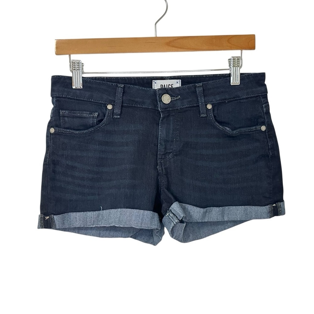 Paige Womens Jimmy Jimmy Denim  Jean Cuffed Short Sz 25 Blue Stretch